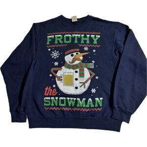 VTG Frothy the Snowman Ugly Christmas Sweatshirt Sweater Jerzees NuBlend Sz Med.